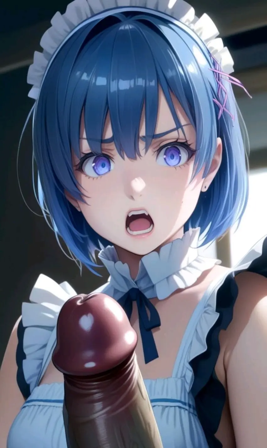 Image female,blue_eyes,blue_hair,male,penis,dark-skinned_male,ai_generated,tagme,cock,dick,disgusted,disgusted_expression,disgusted_face,humiliation,maid,maid_outfit,maid_uniform,myaim,re:zero_kara_hajimeru_isekai_seikatsu,rem_(re:zero)