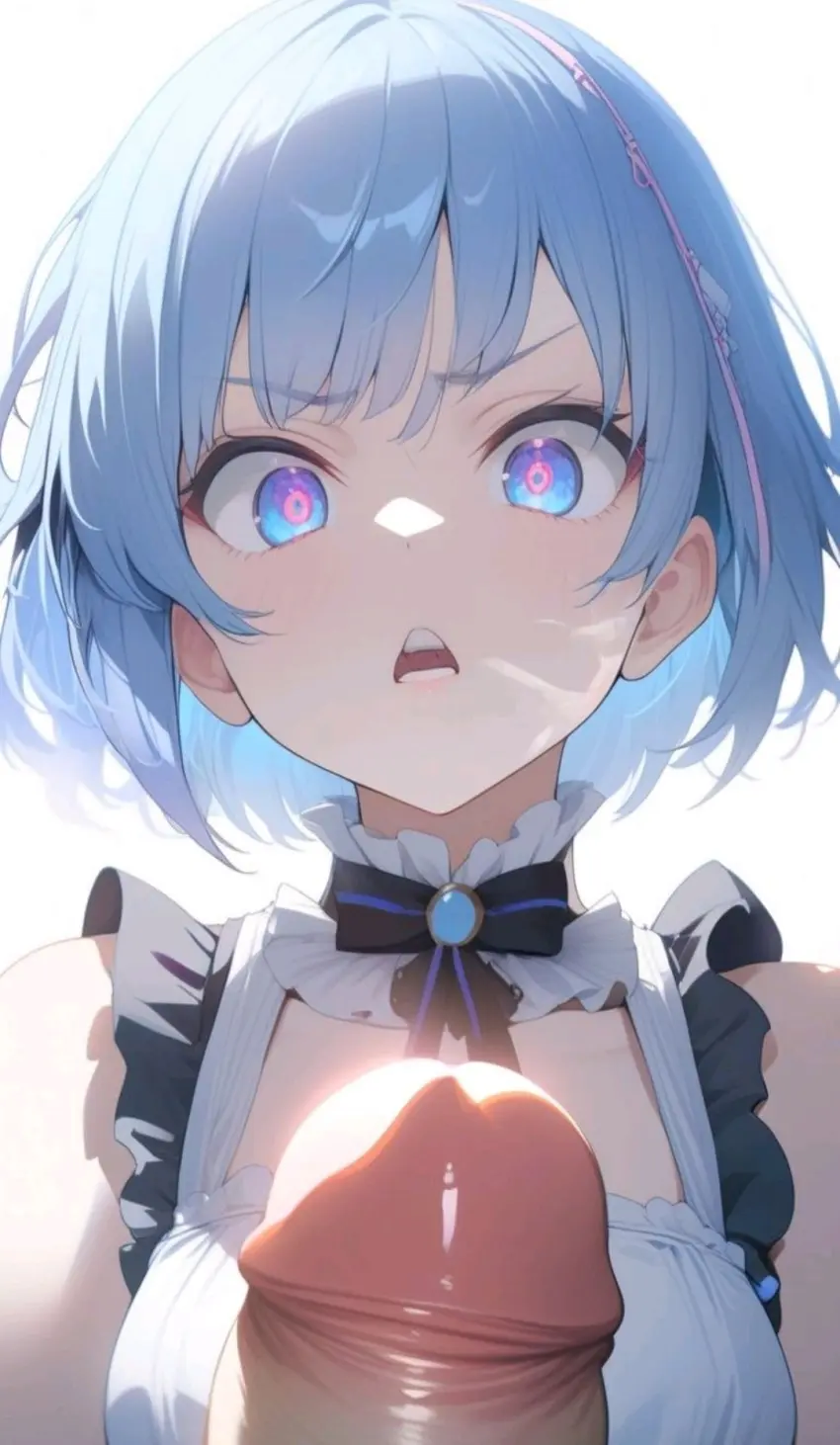 Image female,blue_eyes,blue_hair,penis,ai_generated,tagme,cock,dick,disgusted,disgusted_expression,disgusted_face,humiliation,maid,maid_outfit,maid_uniform,myaim,re:zero_kara_hajimeru_isekai_seikatsu,rem_(re:zero)