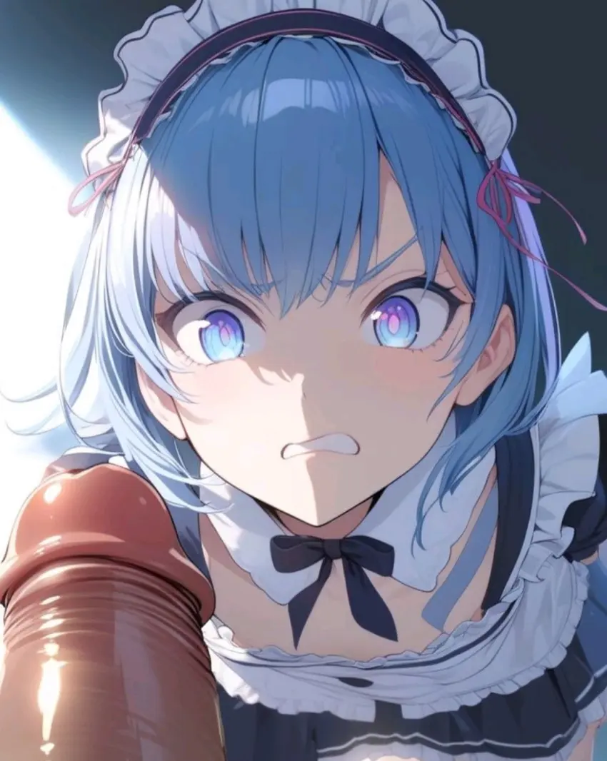Image female,blue_eyes,blue_hair,penis,ai_generated,tagme,cock,dick,disgusted,disgusted_expression,disgusted_face,humiliation,maid,maid_outfit,maid_uniform,myaim,re:zero_kara_hajimeru_isekai_seikatsu,rem_(re:zero)