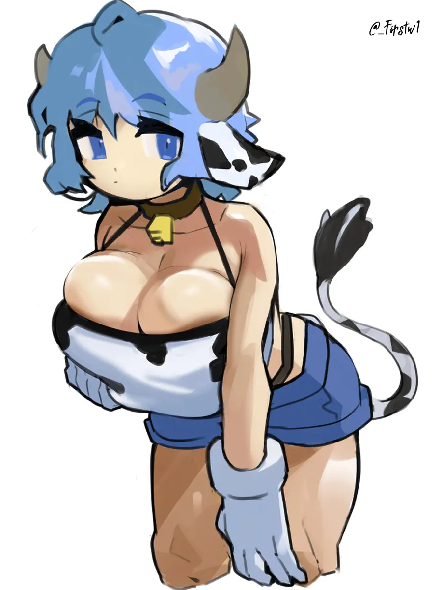 Image 1girls,big_breasts,breasts,female,white_background,colored,horns,color,monster_girl,firstw1