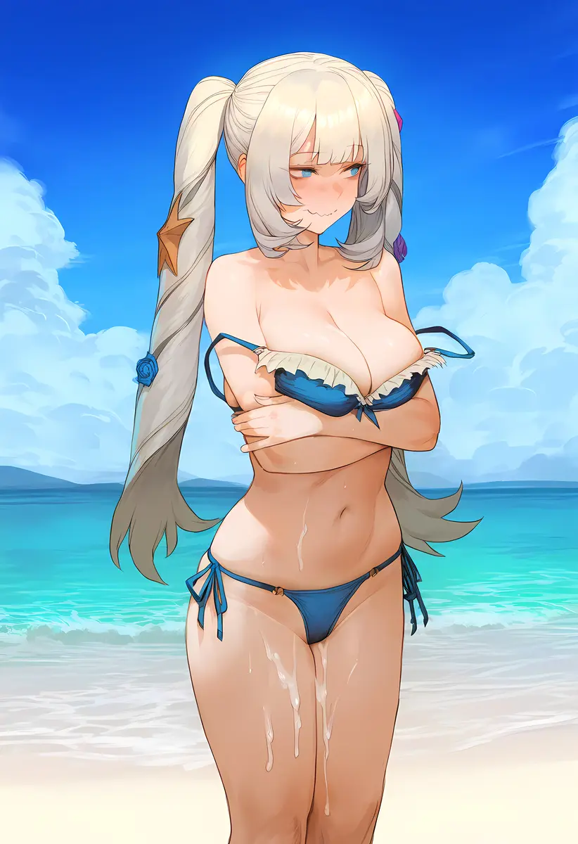 Image bikini,dark_skin,beach,ai_generated,fate_(series),kaikoi,marie_antoinette_(fate)
