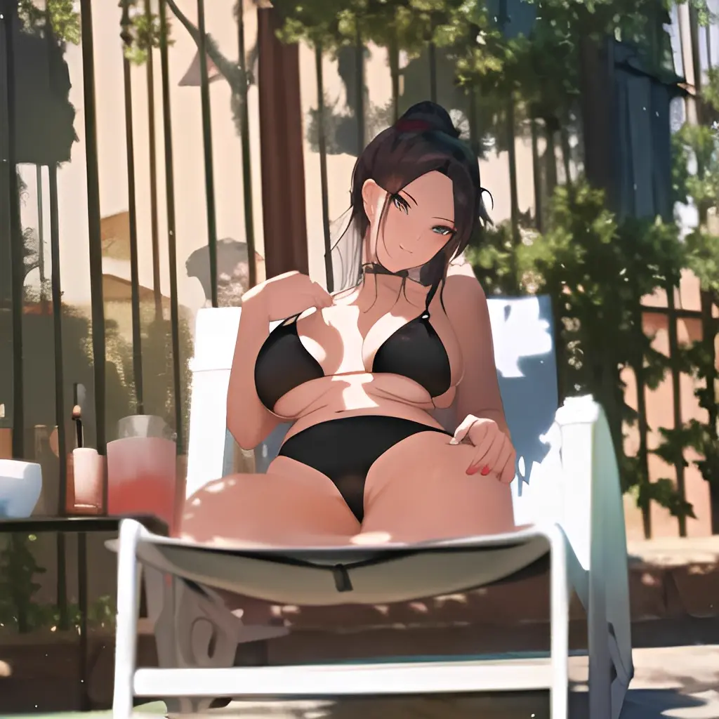 Image female,male,bikini,milf,ai_generated,mature_female,mother,french_female,french_kiss,tanning,tanning_bed
