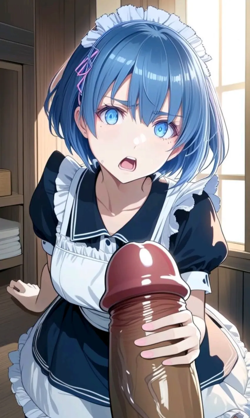 Image female,blue_eyes,blue_hair,penis,ai_generated,tagme,cock,dick,disgusted,disgusted_expression,disgusted_face,humiliation,maid,maid_outfit,maid_uniform,myaim,re:zero_kara_hajimeru_isekai_seikatsu,rem_(re:zero)
