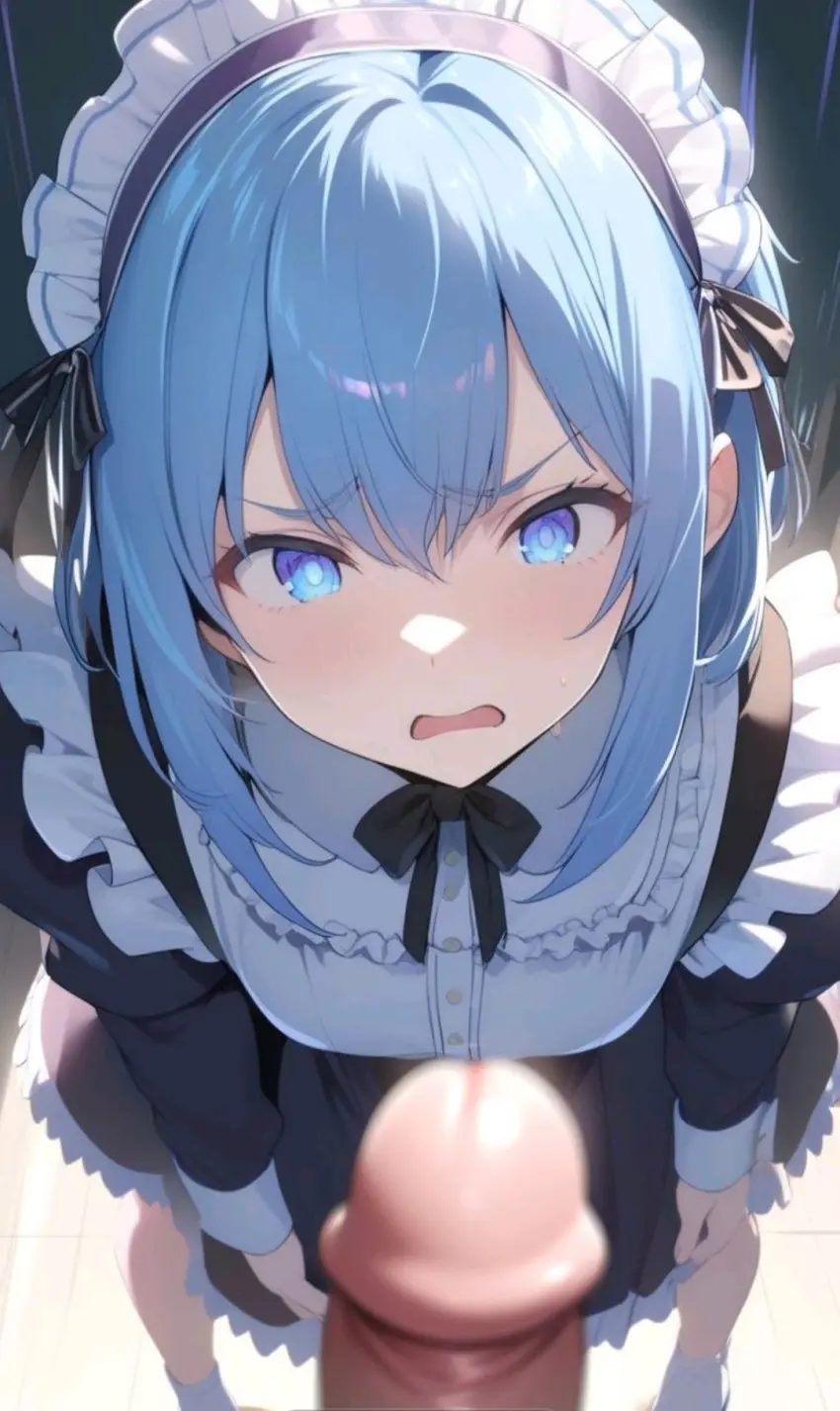 Image female,blue_eyes,blue_hair,penis,ai_generated,tagme,cock,dick,disgusted,disgusted_expression,disgusted_face,humiliation,maid,maid_outfit,maid_uniform,myaim,re:zero_kara_hajimeru_isekai_seikatsu,rem_(re:zero)