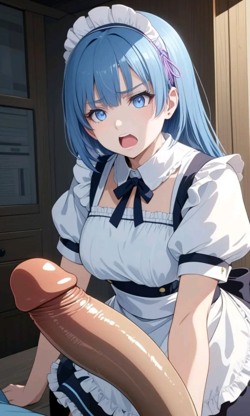 Image female,blue_eyes,blue_hair,penis,ai_generated,tagme,cock,dick,disgusted,disgusted_expression,disgusted_face,humiliation,maid,maid_outfit,maid_uniform,myaim,re:zero_kara_hajimeru_isekai_seikatsu,rem_(re:zero)