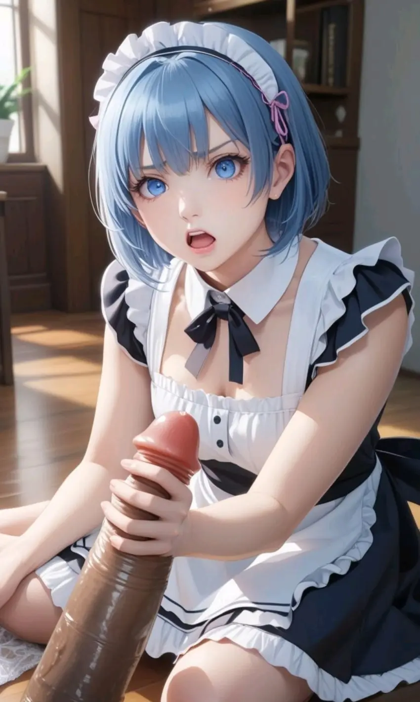 Image female,blue_eyes,blue_hair,penis,ai_generated,tagme,cock,dick,disgusted,disgusted_expression,disgusted_face,humiliation,maid,maid_outfit,maid_uniform,myaim,re:zero_kara_hajimeru_isekai_seikatsu,rem_(re:zero)