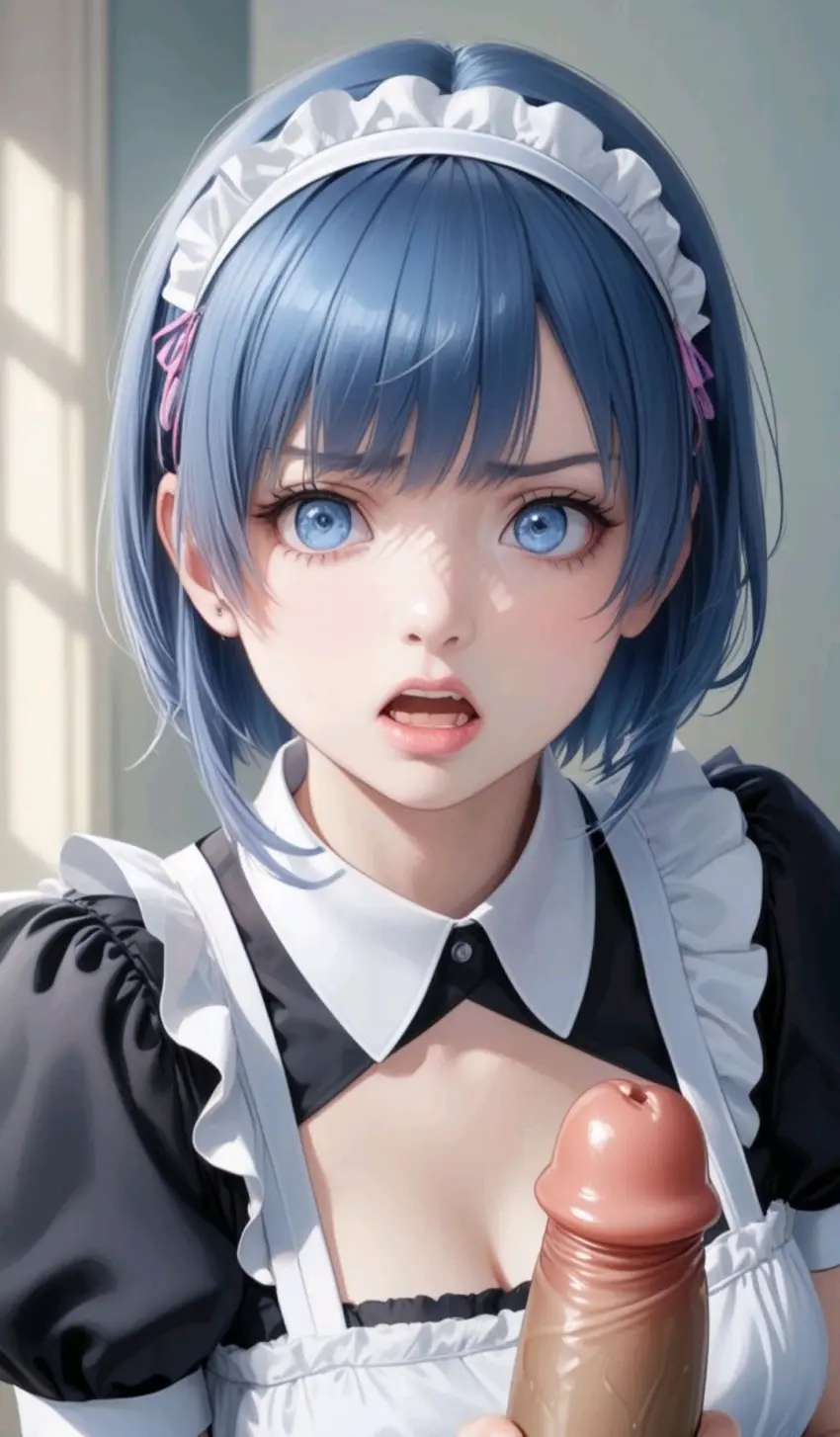 Image female,blue_eyes,blue_hair,penis,ai_generated,tagme,cock,dick,disgusted,disgusted_expression,disgusted_face,humiliation,maid,maid_outfit,maid_uniform,myaim,re:zero_kara_hajimeru_isekai_seikatsu,rem_(re:zero)