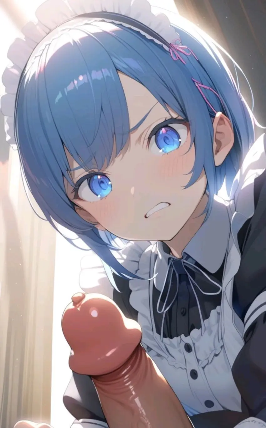 Image female,blue_eyes,blue_hair,penis,ai_generated,tagme,cock,dick,disgusted,disgusted_expression,disgusted_face,humiliation,maid,maid_outfit,maid_uniform,myaim,re:zero_kara_hajimeru_isekai_seikatsu,rem_(re:zero)