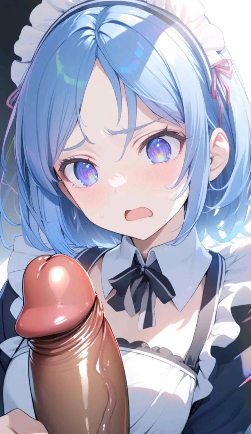 Image female,blue_eyes,blue_hair,penis,ai_generated,tagme,cock,dick,disgusted,disgusted_expression,disgusted_face,humiliation,maid,maid_outfit,maid_uniform,myaim,re:zero_kara_hajimeru_isekai_seikatsu,rem_(re:zero)