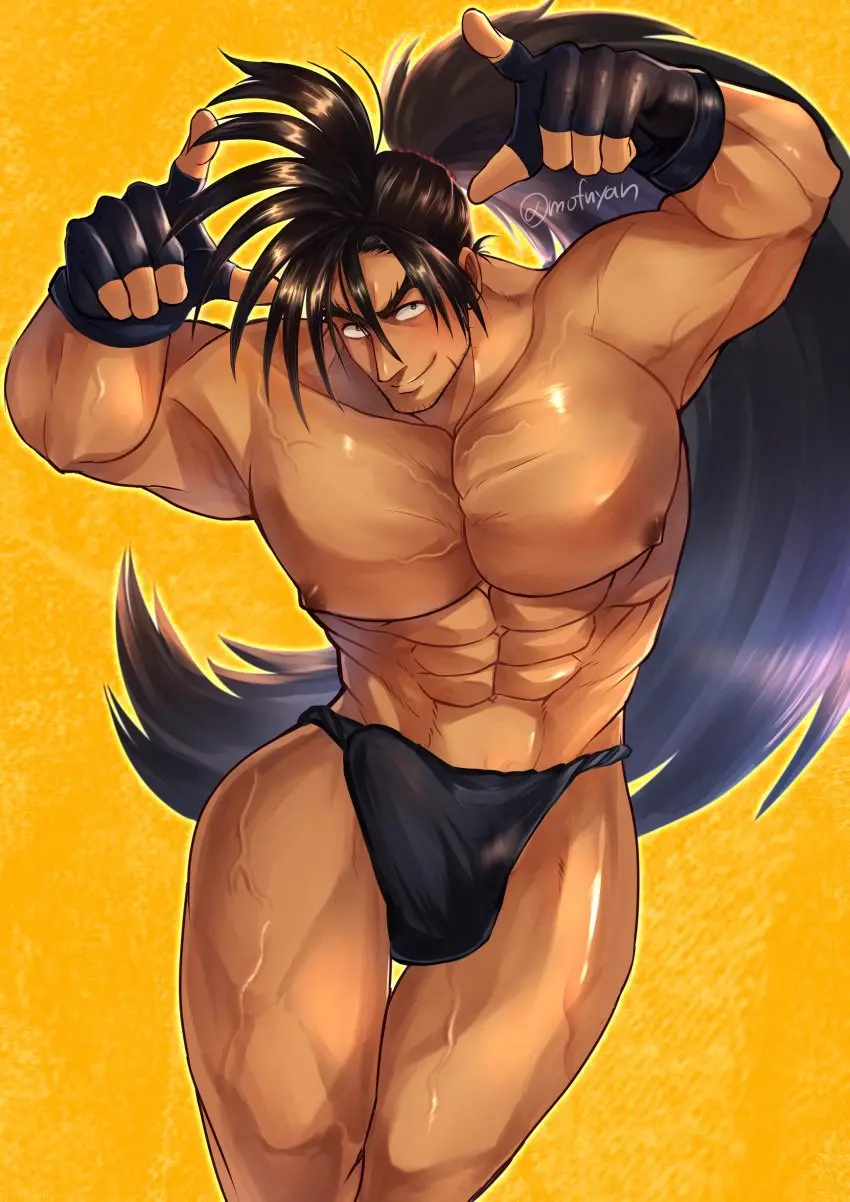 Image blush,hi_res,highres,nipples,1boy,male,underwear,muscular,muscular_male,male_only,yaoi,bara,bulge,fundoshi,haohmaru,japanese_clothing,male_nipples,penis_outline,samurai_shodown,2024,mofnyan,big_bulge