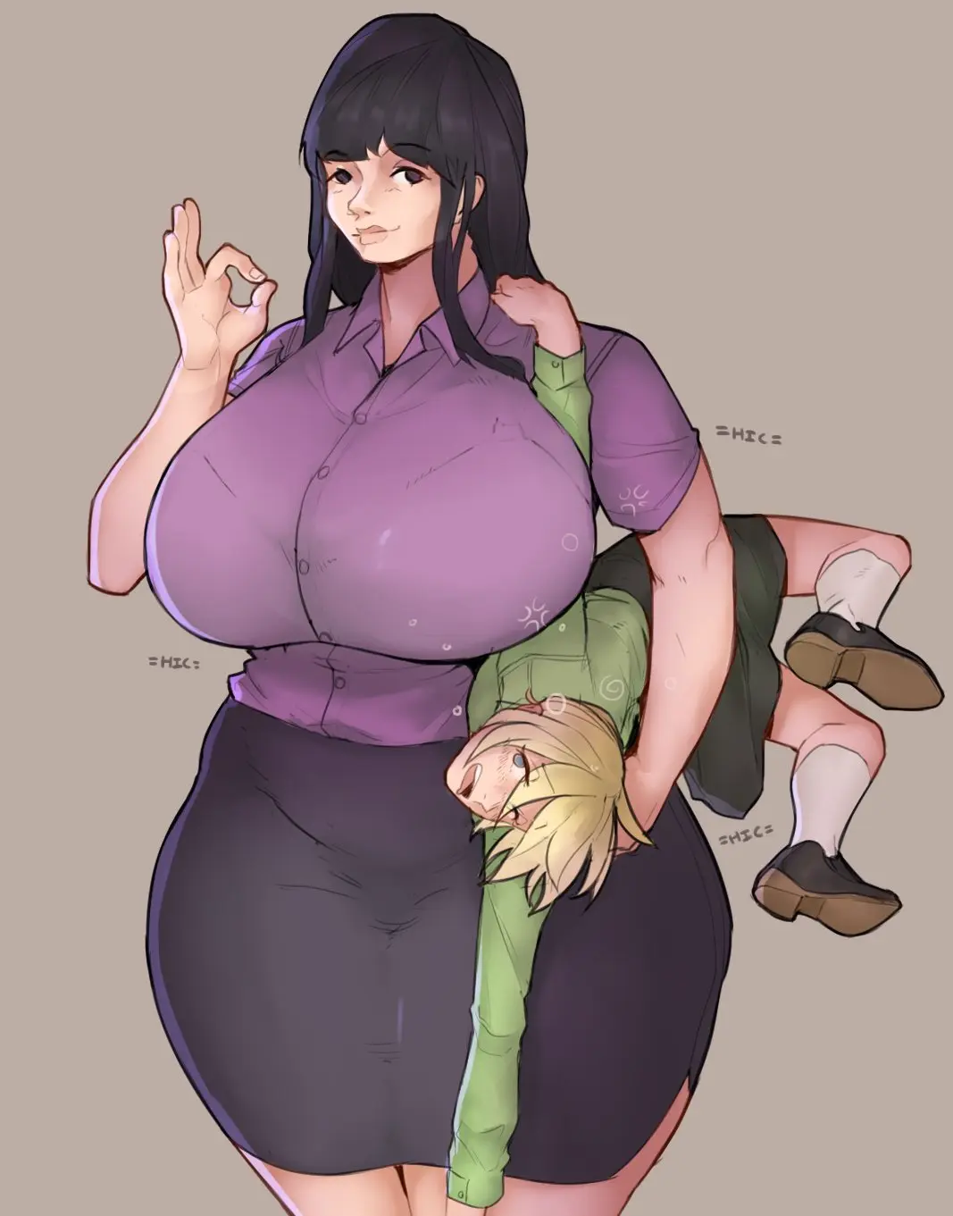 Image big_breasts,breasts,female,2girls,multiple_girls,thick_thighs,thighs,skirt,carrying_another,cantankeravian,bralines,drunk,mini_giantess