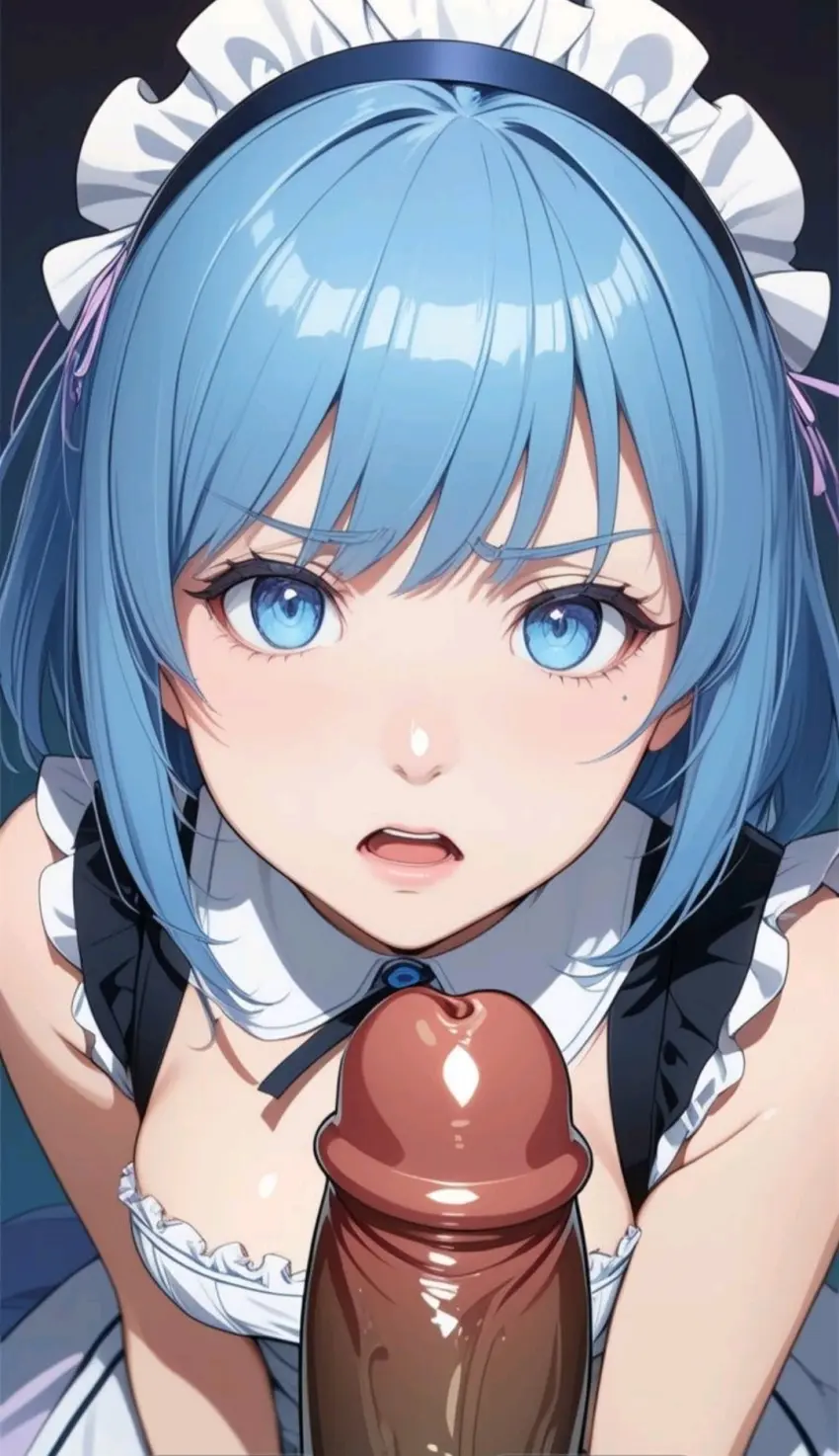 Image female,blue_eyes,blue_hair,male,penis,dark-skinned_male,ai_generated,tagme,cock,dick,disgusted,disgusted_expression,disgusted_face,humiliation,maid,maid_outfit,maid_uniform,myaim,re:zero_kara_hajimeru_isekai_seikatsu,rem_(re:zero)