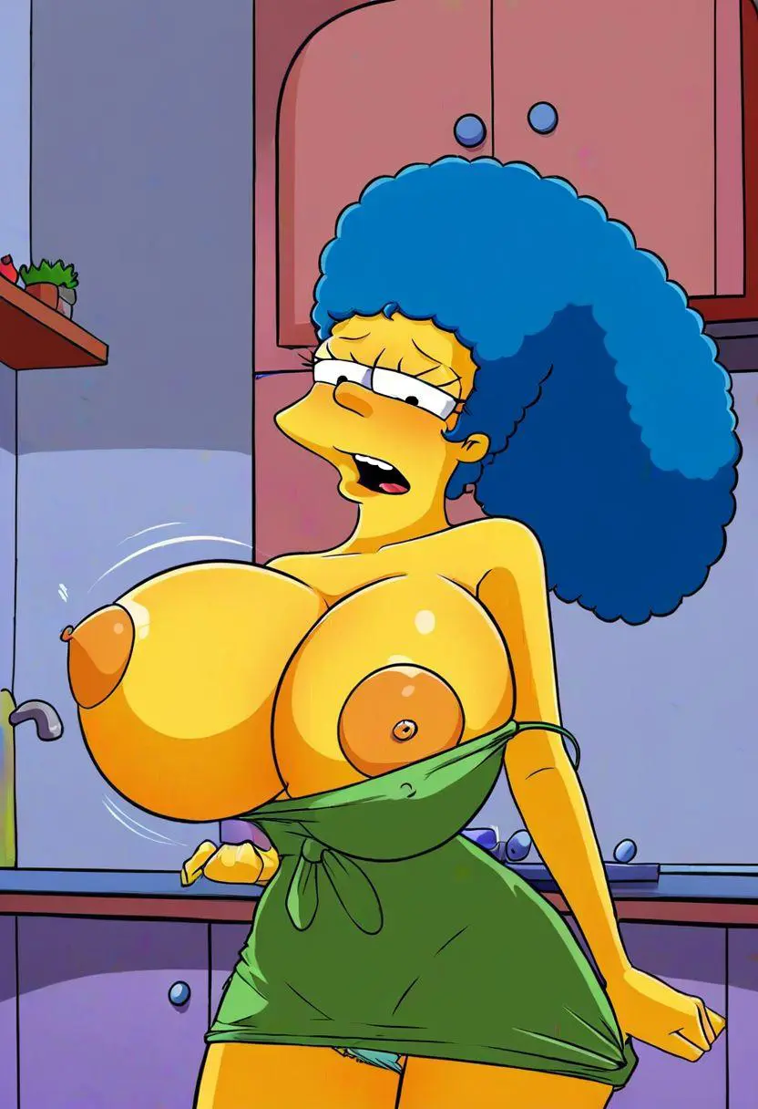 Image breasts,breasts_out_of_clothes,female,ai_generated,huge_breasts,marge_simpson,the_simpsons,large_marge