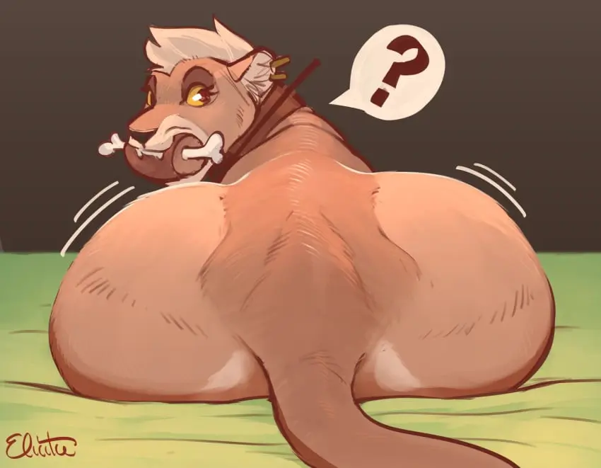 Image looking_at_viewer,tail,big_ass,looking_back,feline,feral,lion,meat