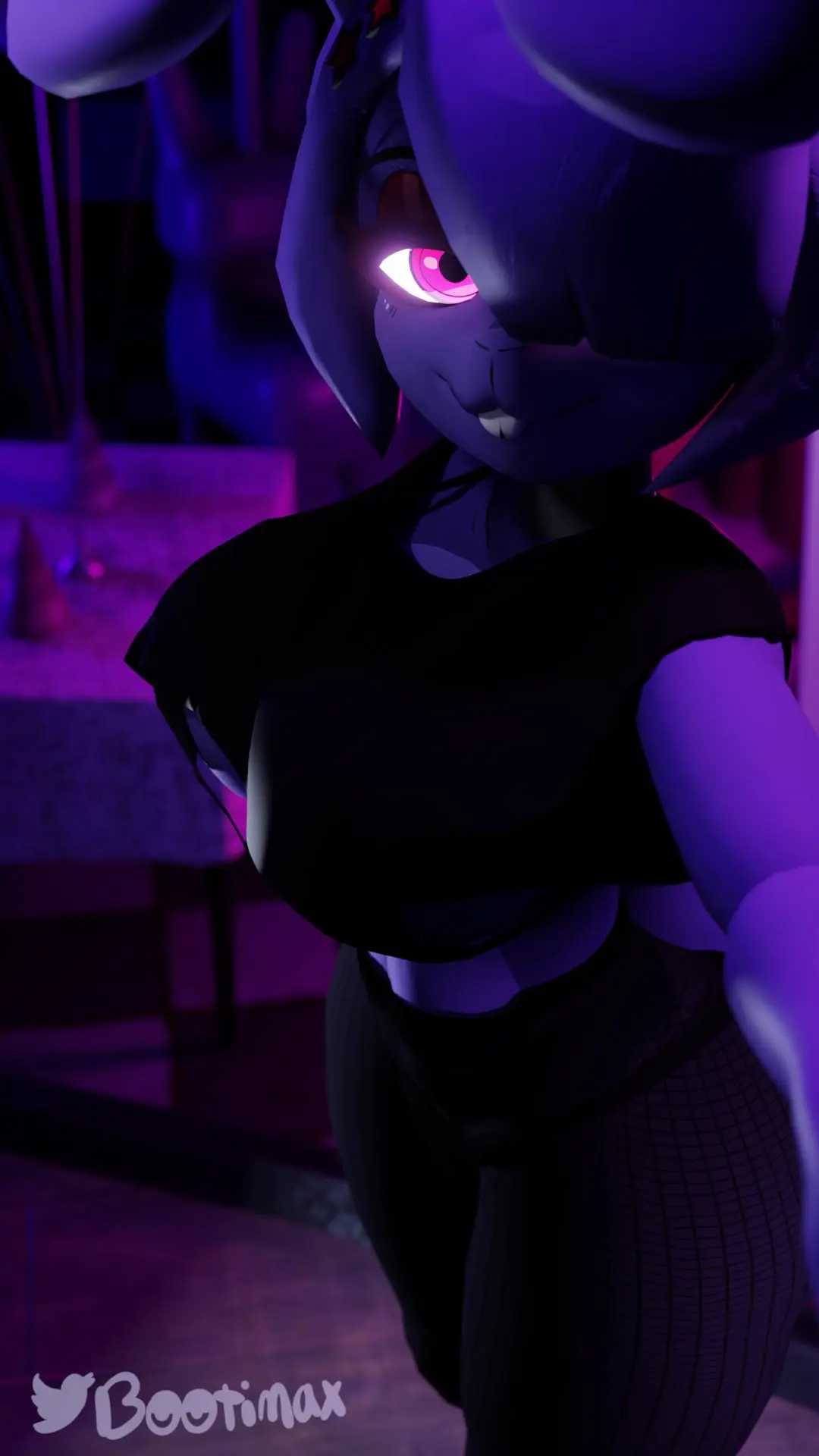 Image solo,non_nude,crop_top,bootimax,five_nights_at_freddy's,fredina's_nightclub,bonfie,bonnie_(cally3d),bonnie_(fnaf),cally3d,cryptiacurves