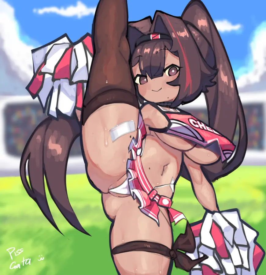 Image 1girls,big_breasts,breasts,brown_eyes,female,long_hair,smile,solo,sweat,thighhighs,panties,big_ass,big_butt,thick_thighs,thighs,ponytail,smiling,smiling_at_viewer,underboob,tan_body,brown_hair,self_upload,skirt,bay_(nikke),goddess_of_victory:_nikke,big_thighs,thong,leg_up,sweating,sweaty,sweaty_body,birthmark,camel_toe,one_leg_up,cheerleader,cheerleader_outfit,cheerleader_uniform,long,pissgata,short_skirt,tummy