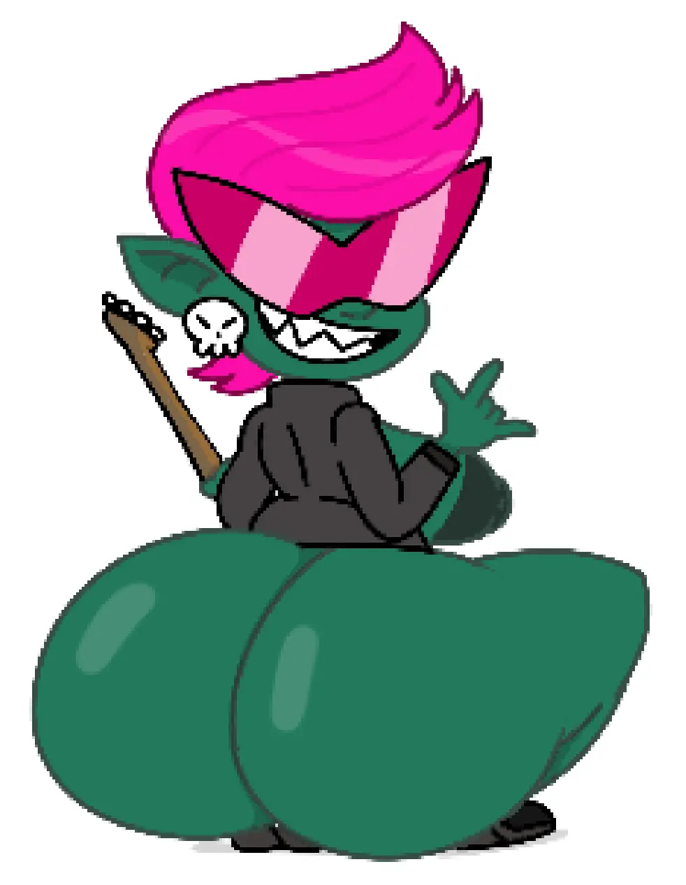 Image big_breasts,breasts,female,big_ass,big_butt,green_skin,purple_hair,squatting,big_nipples,big_thighs,big_areola,bbw,goblin,goblin_female,theslashfive,green_skinned_female,punk,punk_girl,punk_hair,shades