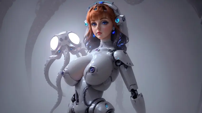 Image big_breasts,breasts,female,ai_generated,stable_diffusion,tentacle,doll,doll_girl,doll_joints,dream,android