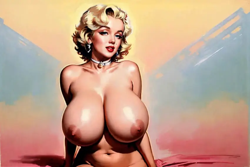 Image big_breasts,breasts,female,choker,earrings,ai_generated,tagme,blonde_hair,stable_diffusion,topless,celebrity,marilyn_monroe