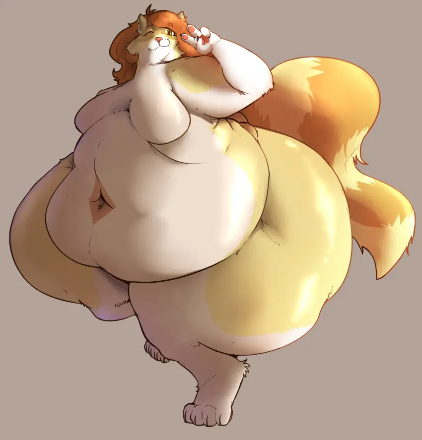 Image 1girls,female,tail,furry,thighs,belly,huge_belly,anthro,huge_thighs,cantankeravian,pear_shaped,no_nipples