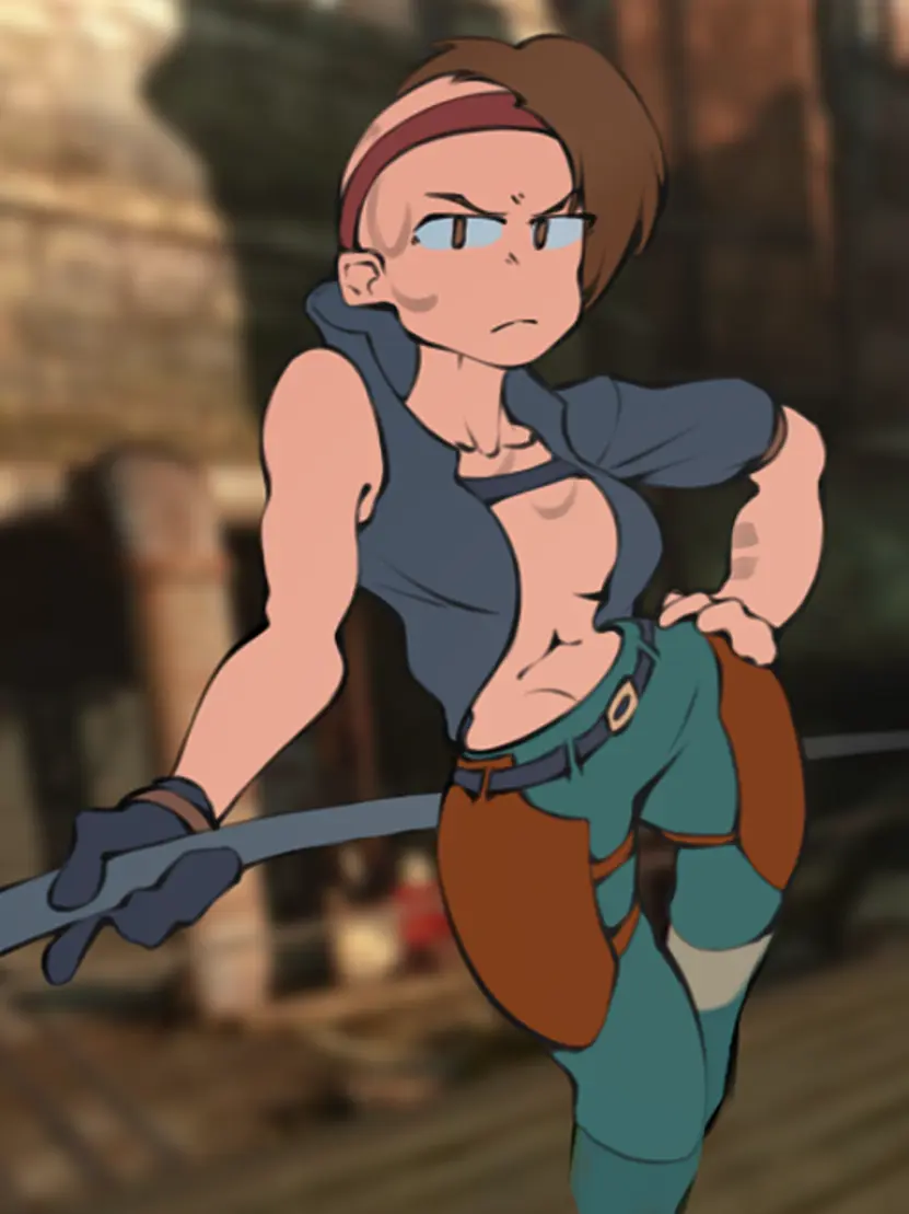 Image female,female_only,solo,female_focus,hips,headband,solo_female,thick_hips,angry,video_games,fully_clothed,fully_clothed_female,dishonored,grumpy,lizzy_stride,shaved_side,softcore