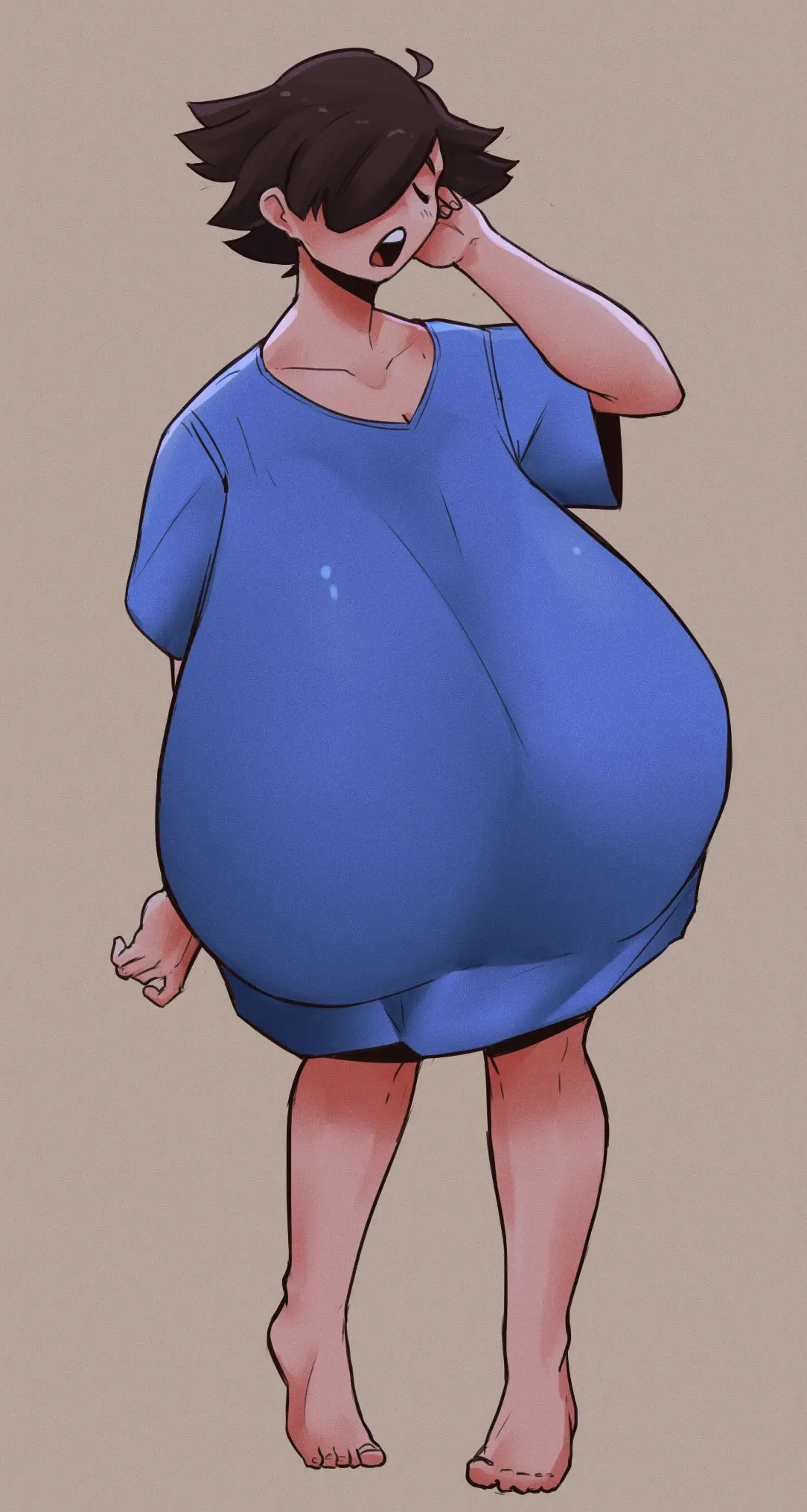 Image 1girls,breasts,female,huge_breasts,brown_hair,top_heavy,anna_(cantankeravian),cantankeravian,long_shirt