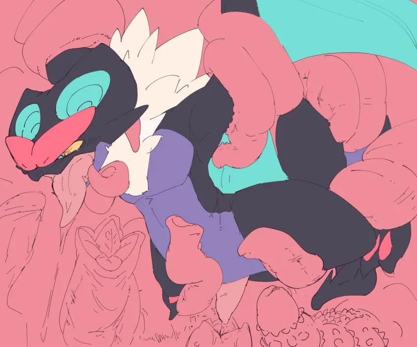 Image blush,hi_res,open_mouth,solo,cum,cum_drip,male,penis,pokemon,pokemon_(species),tongue_out,yellow_eyes,tongue,colored,sex,erection,male_only,digital_drawing_(artwork),digital_media_(artwork),drooling,cum_inside,looking_pleasured,saliva,nintendo,genital_fluids,tentacle,tentacle_sex,bodily_fluids,fur,genitals,black_body,submissive_male,submissive,bondage,blue_body,white_body,generation_6_pokemon,purple_body,dripping,suspension,blush_lines,saliva_drip,animal_genitalia,tuft,white_fur,bound,restraints,questionable_consent,exhausted,saliva_on_tongue,tapering_penis,neck_tuft,spiral_eyes,fklow,arms_tied,coiling,legs_tied,milking_tentacles,noivern,penis_tentacles,sucking_tentacles,suspension_bondage,white_tuft