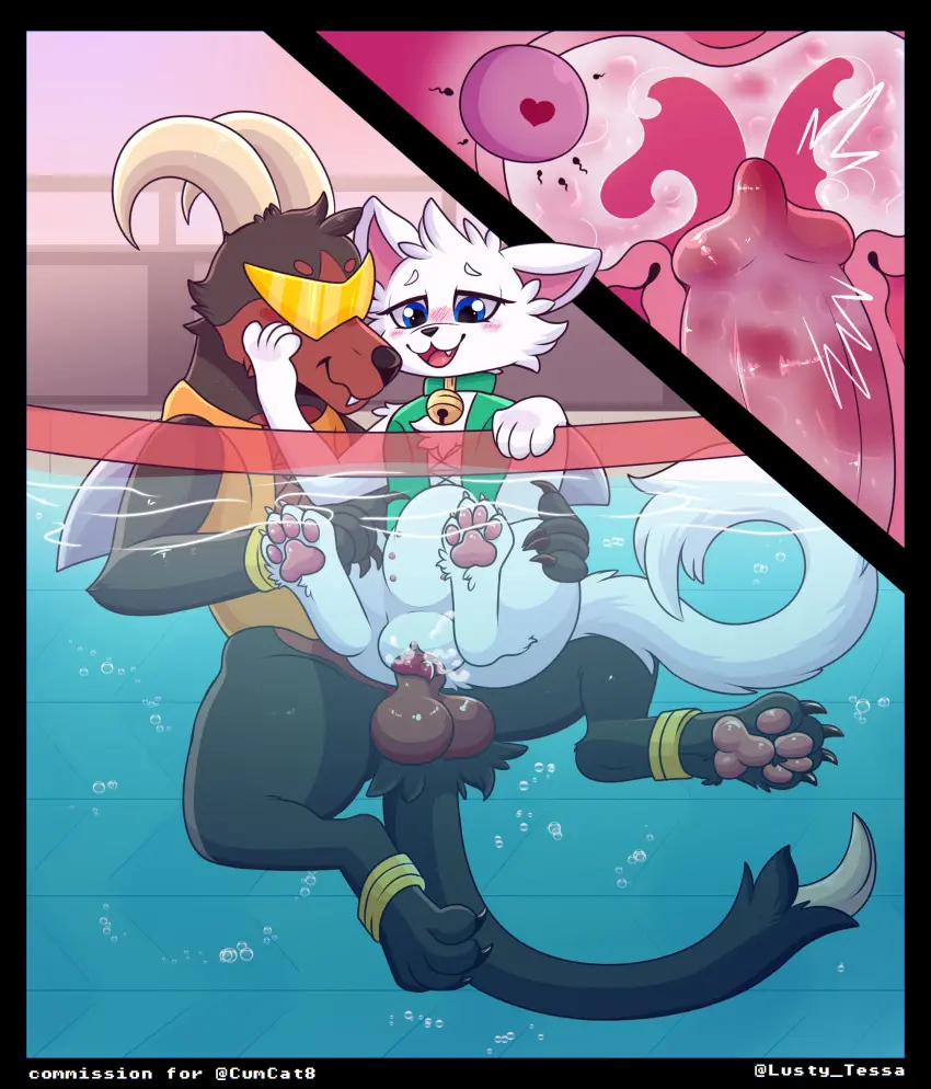 Image female,hi_res,nipples,cum,male,pokemon,pokemon_(species),pussy,duo,balls,eyewear,glasses,male/female,cum_inside,text,vaginal_penetration,absurd_res,nintendo,penetration,genital_fluids,bodily_fluids,canid,canine,genitals,mammal,english_text,feline,pool,feral,felid,feral_only,domestic_cat,felis,internal,generation_2_pokemon,houndoom,lusty_tessa,shark_fin