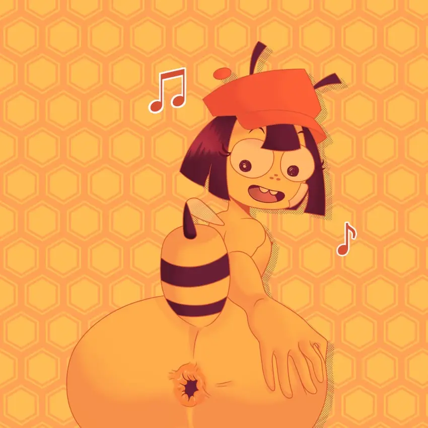 Image female,nude,hat,anthro,nude_female,anus,original_character,big_eyes,ass_focus,oc,bandage,anal_insertion,buckteeth,yellow_skin,bee,elwilsjeje,pelusa,stinger,stinkify