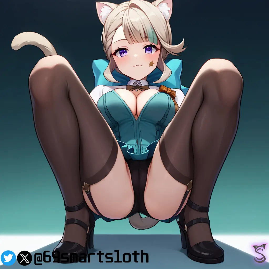 Image 1girls,female,tail,cat_ears,ai_generated,tagme,genshin_impact,cute,high_heels,:3,lynette_(genshin_impact),smartsloth