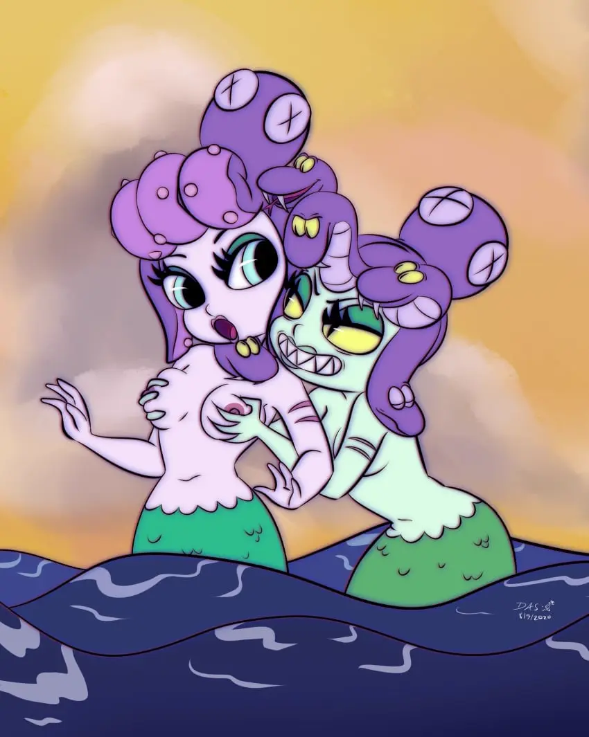Image breasts,female,2girls,multiple_girls,tagme,yuri,groping,more_at_source,selfcest,alcalauma_(artist),cala_maria,cuphead_(game)