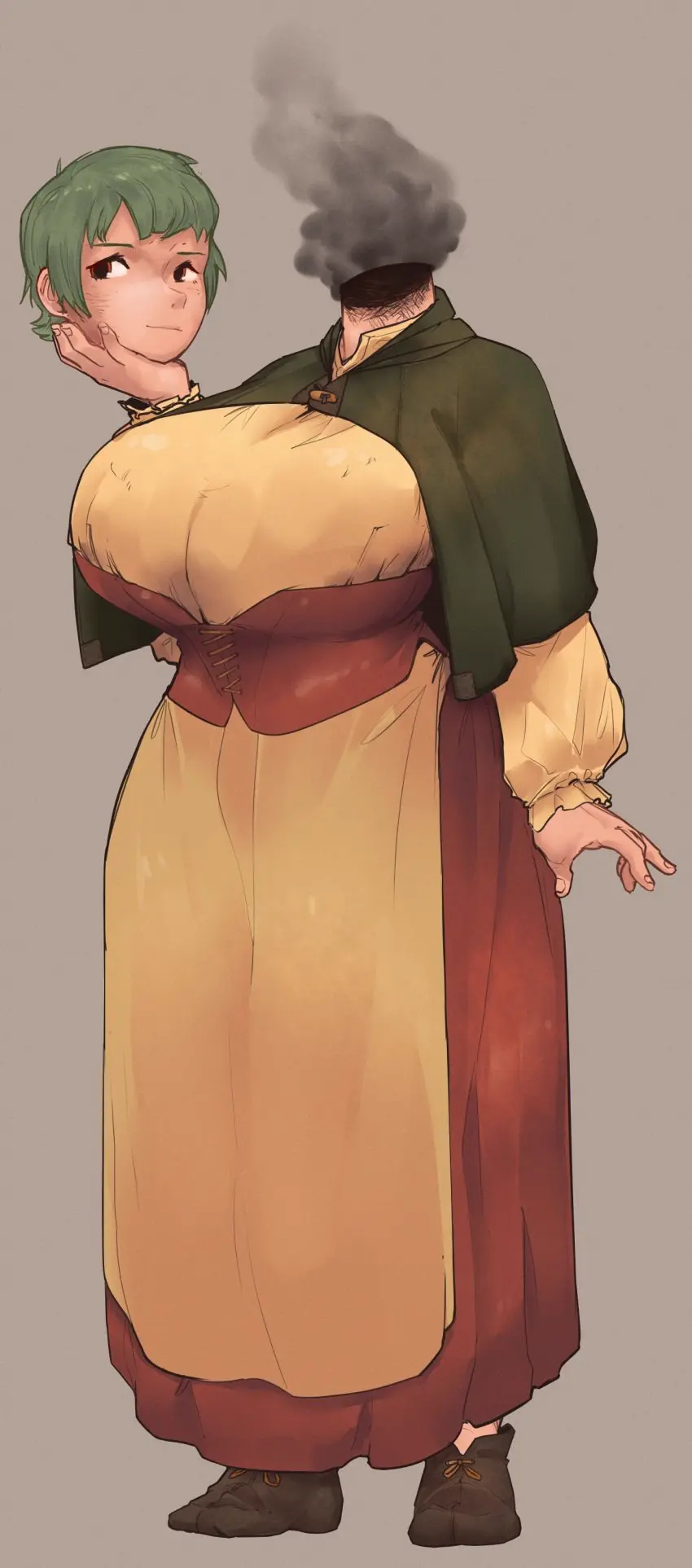 Image 1girls,big_breasts,breasts,female,original_character,green_hair,cantankeravian,dullahan