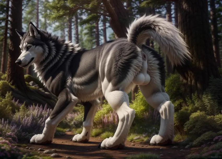 Image hi_res,solo,male,looking_back,feet,ai_generated,balls,anus,realistic,canid,canine,canis,domestic_dog,fur,genitals,grey_body,grey_fur,low-angle_view,mammal,multicolored_body,multicolored_fur,snout,flower,detailed,black_nose,white_body,outside,plant,tuft,detailed_background,raised_tail,white_balls,white_fur,feral,day,sunlight,perineum,light,rock,big_feet,puffy_anus,spitz,nordic_sled_dog,ears_up,neck_tuft,pink_anus,white_perineum,facial_tuft,blp,whisker_spots,detailed_fur,cheek_tuft,alaskan_malamute,attempted_signature,long_snout