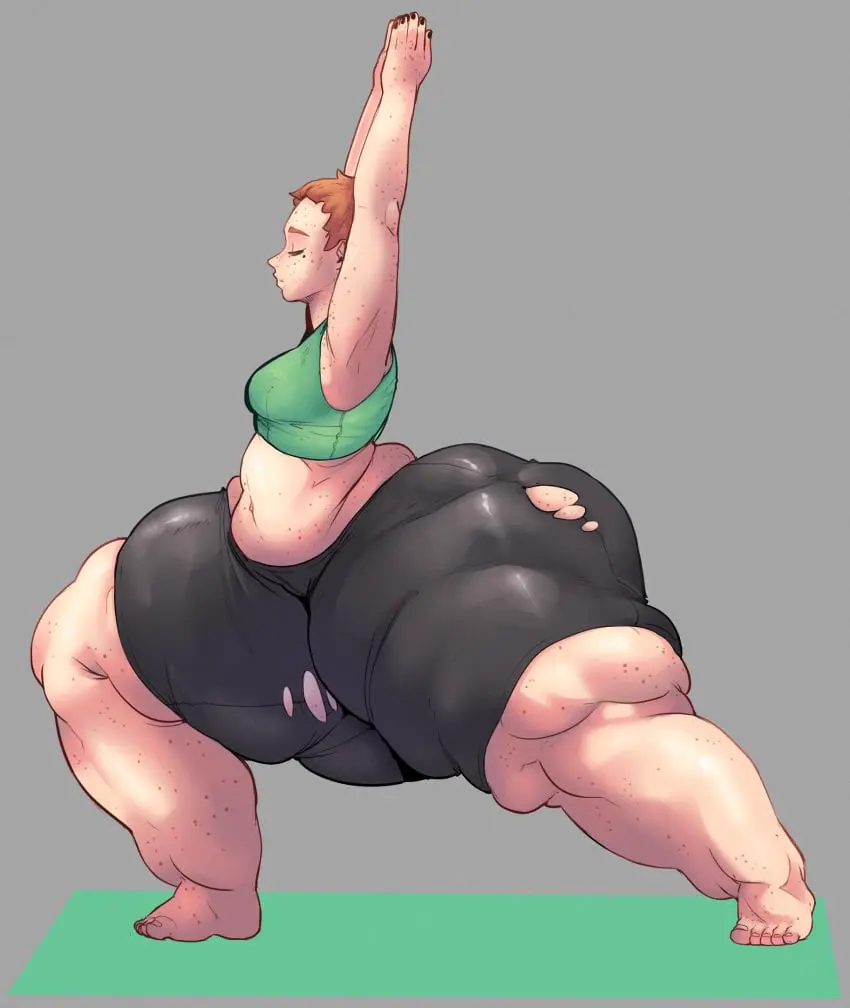 Image 1girls,female,red_hair,ass,big_ass,bottom_heavy,thighs,huge_thighs,cantankeravian,ripped_clothing,yoga,edie_(cantankerous_avian)
