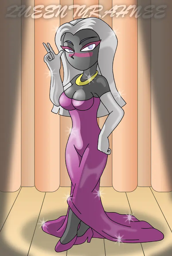 Image female,purple_eyes,white_gloves,facial_mark,alien,alien_girl,stage,stage_curtains,purple_dress,looney_tunes,warner_brothers,alien_humanoid,duck_dodgers,martian,martian_(duck_dodgers),queen_tyr'ahnee,x^j^kny,sleeve_gloves,spotlight