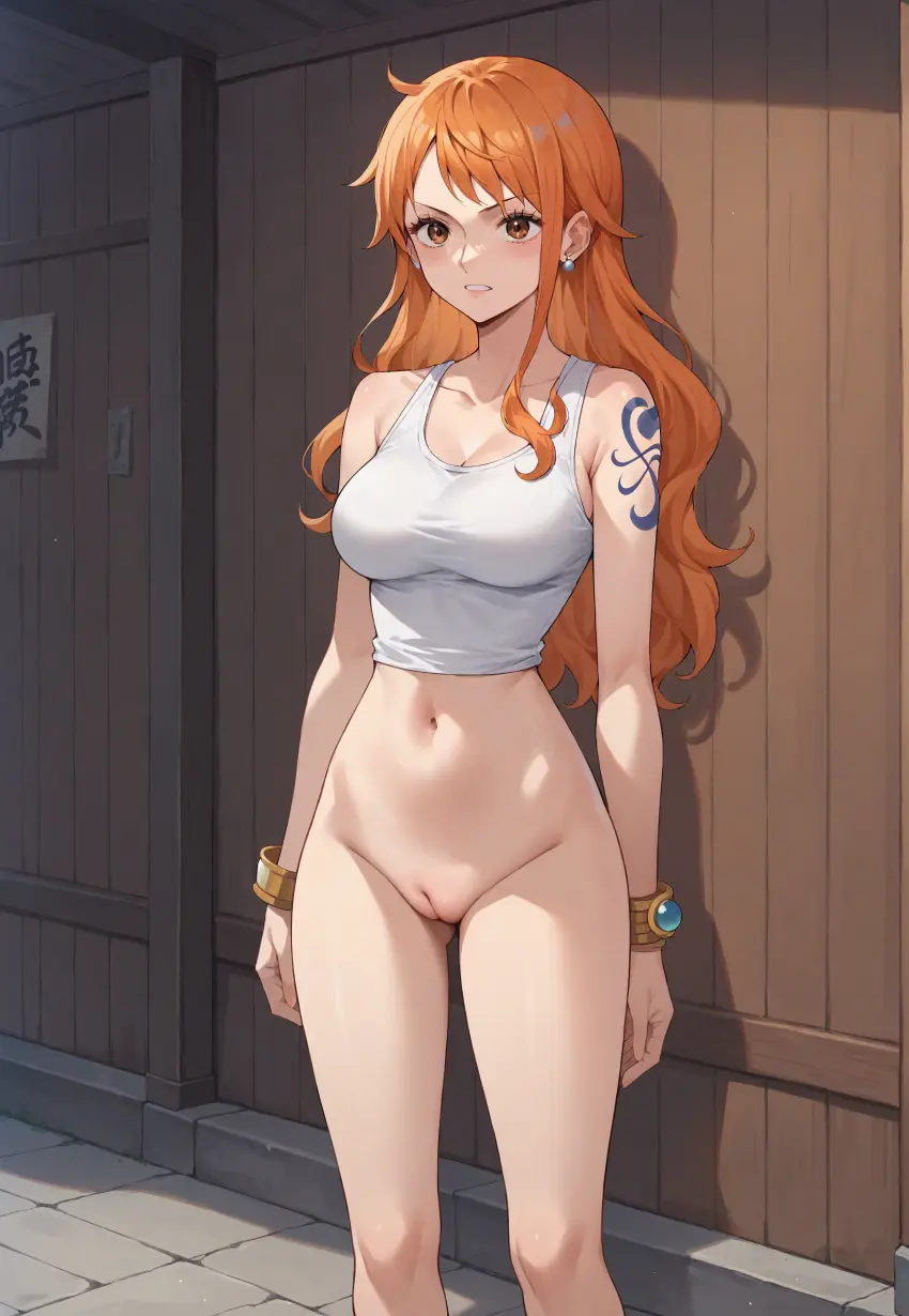 Image female,female_only,pussy,one_piece,ai_generated,nami_(one_piece),post-timeskip,tagme,no_panties,robinlover
