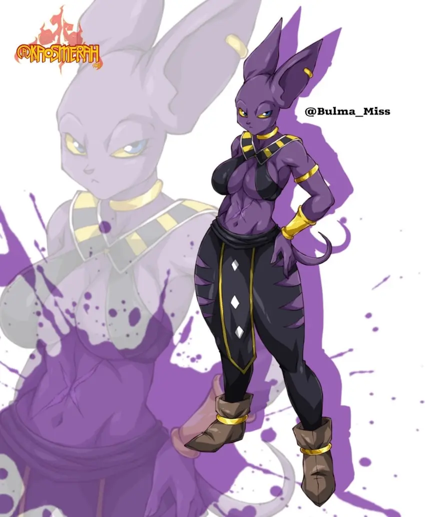 Image 1girls,female,female_only,looking_at_viewer,tail,furry,anthro,purple_skin,original_character,dragon_ball,dragon_ball_z,latex,revealing_clothes,oc,purple_body,furry_only,scar,commission,dragon_ball_super,leggings,gold_jewelry,arm_band,dragon_ball_xenoverse,bassi,kaosmerah,sphynx_(cat)