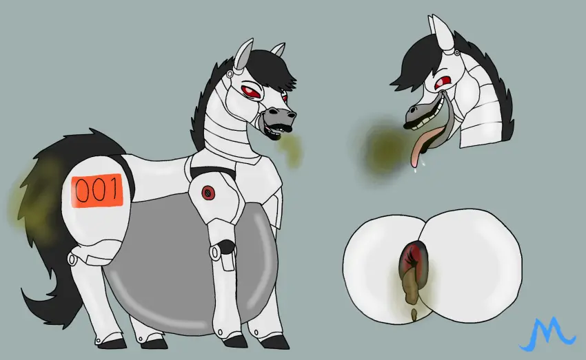 Image hi_res,ass,belly,big_belly,huge_belly,mammal,feral,overweight,equid,equine,horse,machine,robot,fart,smelly,burping,feces,invalid_tag,donut_pucker,horsebot,pucker