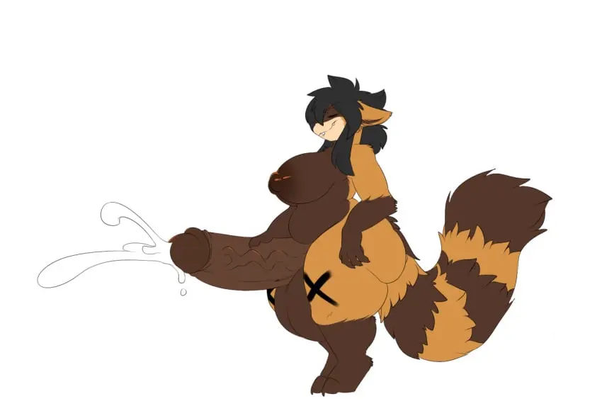 Image breasts,nipples,simple_background,smile,solo,white_background,black_hair,cum,penis,tail,2021,big_penis,futanari,intersex,biting_lip,biting_own_lip,side_view,hair,anthro,closed_eyes,ejaculation,bite,genital_fluids,bodily_fluids,genitals,mammal,cumshot,raccoon,gynomorph,overweight,digitigrade,procyonid,robertge,jason_markova,overweight_gynomorph,overweight_intersex