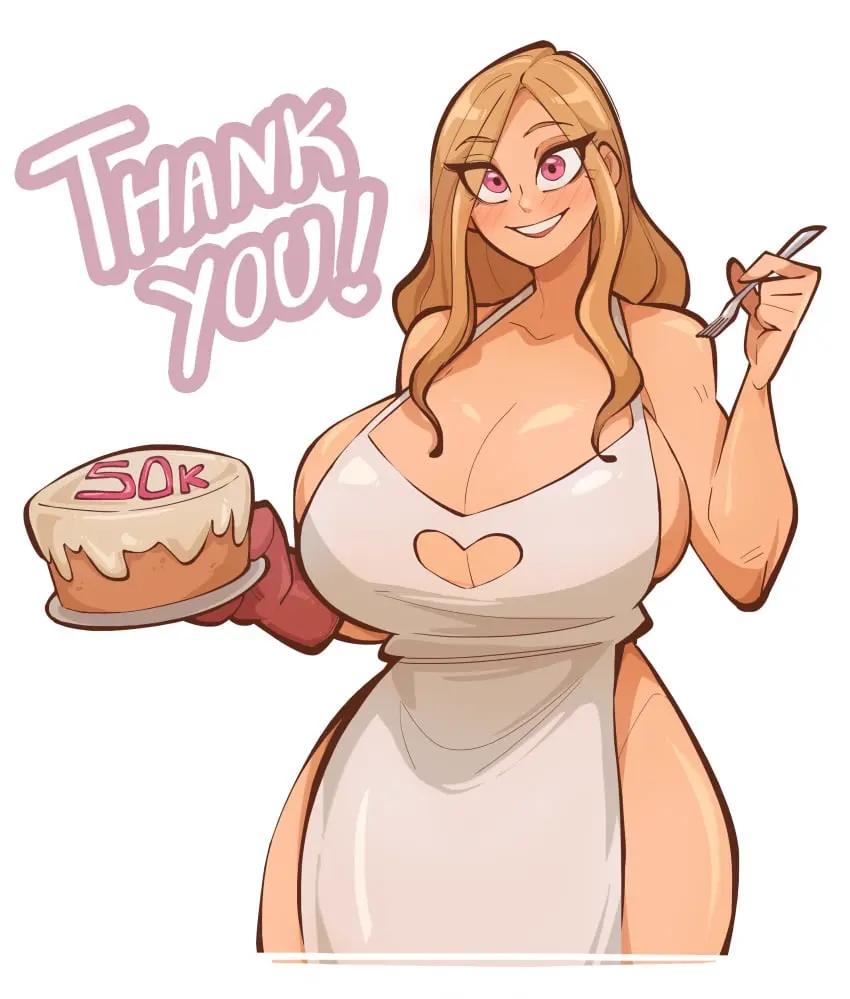 Image 1girls,big_breasts,breasts,female,light-skinned_female,light_skin,looking_at_viewer,wide_hips,happy,happy_female,huge_breasts,blonde_hair,pink_eyes,original_character,hourglass_figure,blushing_at_viewer,apron,blonde_hair_female,blonde_female,blush_lines,functionally_nude,functionally_nude_female,blushing,apron_only,barely_clothed,food,tall_female,tall_girl,cake,heart_cutout,naked_apron,saucymojo,tall_woman,tatiana_arkwright_(saucymojo)