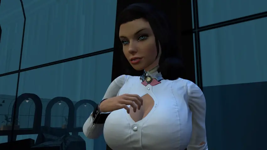 Image big_breasts,breasts,female,open_clothes,smile,black_hair,seductive,dress,3d,red_lipstick,garry's_mod,bioshock,bioshock_infinite,burial_at_sea,elizabeth_comstock,inden-ial,underwater_scenery