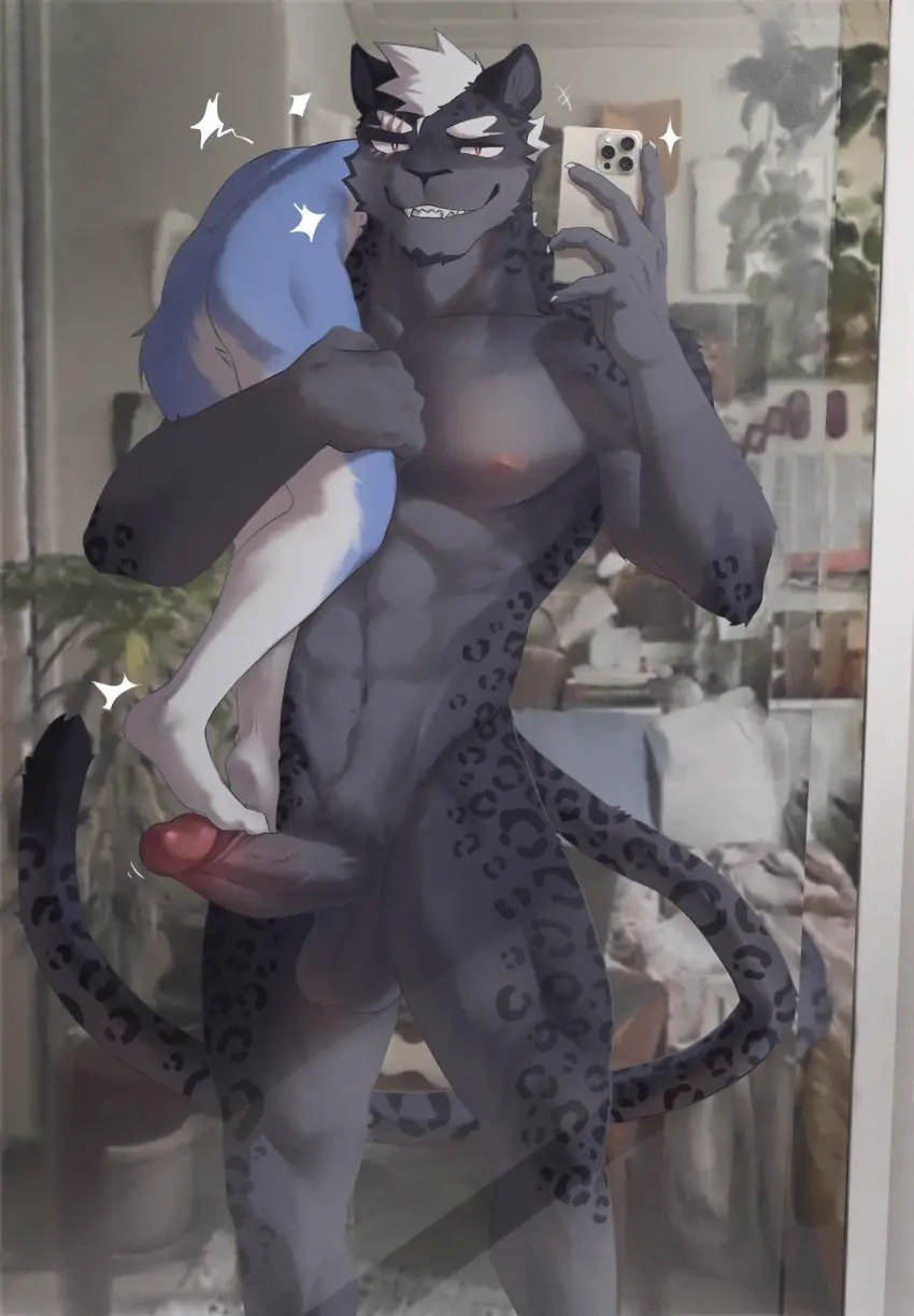 Image hi_res,nipples,male,tail,duo,muscular,muscular_male,male/male,teeth,balls,size_difference,anthro,sharp_teeth,canid,canine,canis,fur,genitals,mammal,wolf,muscular_anthro,pecs,abs,scar,vein,eye_scar,facial_scar,felid,pantherine,cyanusowo,veiny_muscles