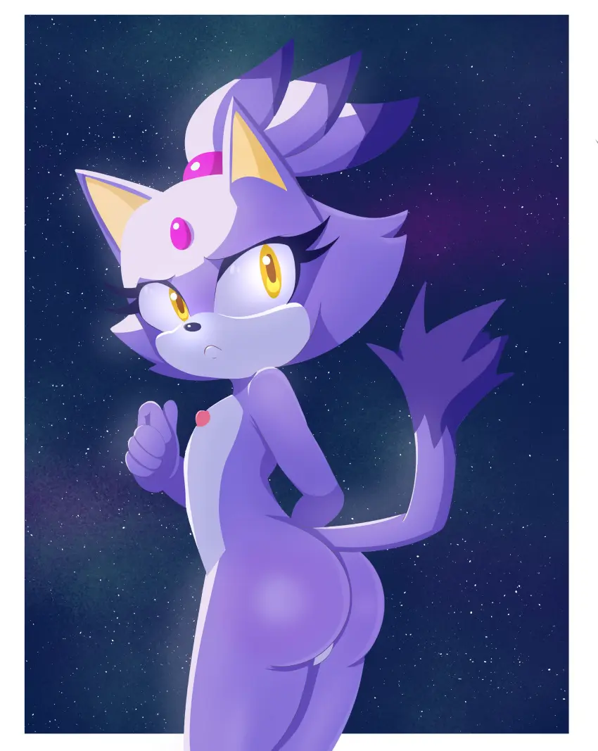 Image female,hi_res,nipples,simple_background,solo,nude,ass,big_butt,anthro,absurd_res,mammal,ass_focus,feline,sega,sonic_(series),sonic_the_hedgehog_(series),felid,butt_focus,akuzaguy,blaze_the_cat