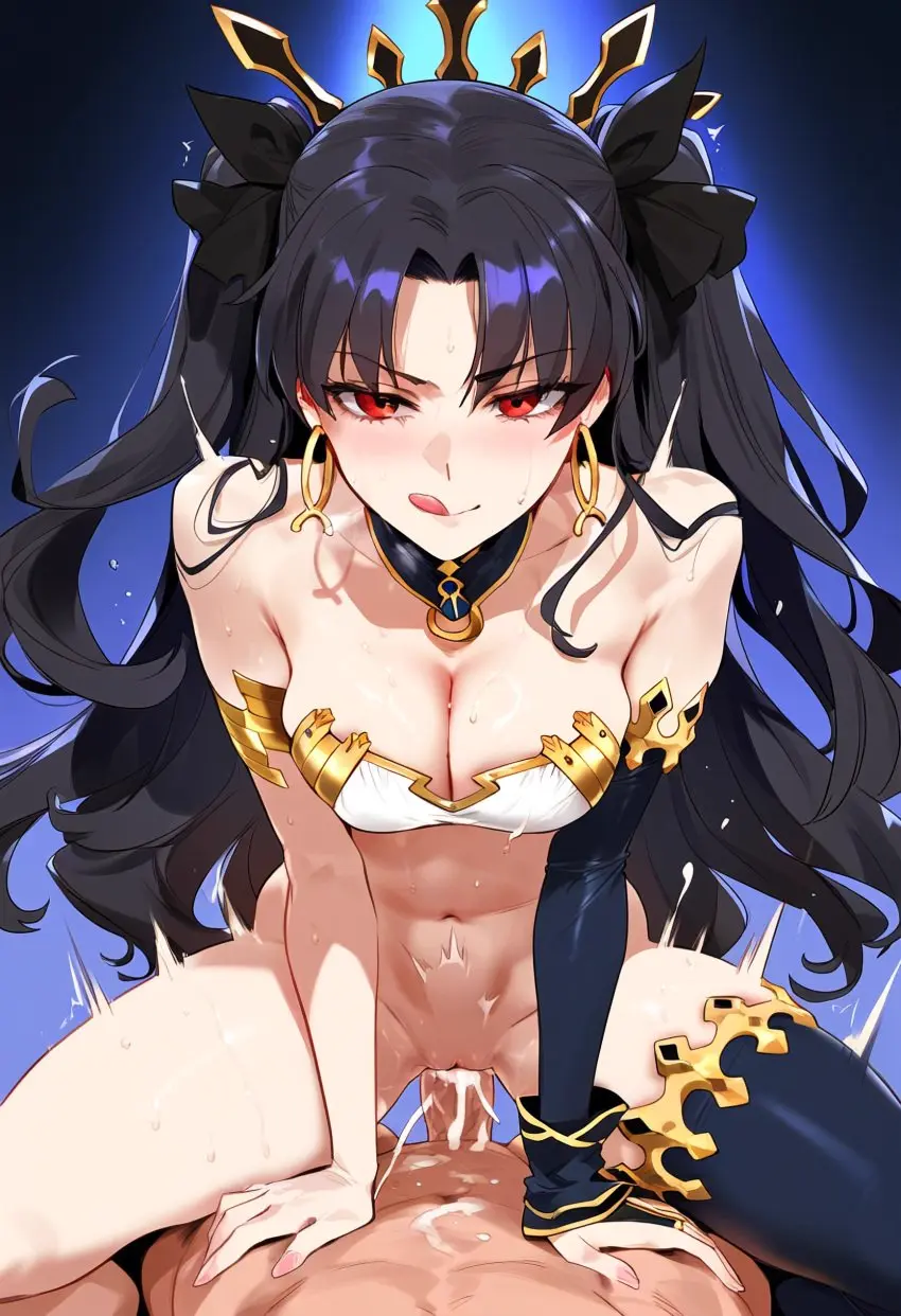 Image 1girls,breasts,female,1boy,black_hair,cum,male,penis,pussy,sex,ai_generated,cowgirl_position,cleavage,cum_in_pussy,riding_penis,after_sex,pov,female_on_top,bottomless,fate_(series),cum_on_lower_body,thiccwithaq_(ai_style),fate/grand_order,ishtar_(fate),sayuai