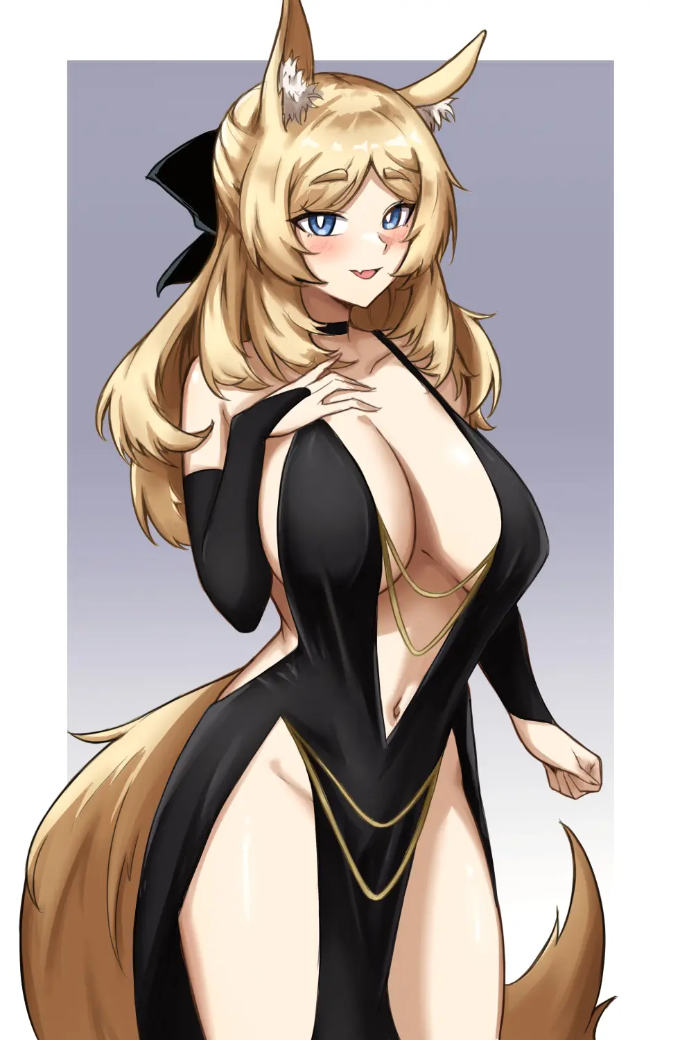 Image 1girls,blush,female,hi_res,light-skinned_female,light_skin,looking_at_viewer,no_bra,simple_background,smile,solo,animal_ears,blue_eyes,navel,tail,animal_ear_fluff,arknights,blonde_hair,no_panties,alternate_costume,2024,horse_girl,kemono,horse_ears,horse_tail,fangsod,whislash_(arknights)
