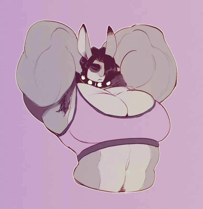 Image 1girls,big_breasts,breasts,female,female_only,solo,black_hair,furry,female_focus,hair_over_one_eye,muscular,armpits,sports_bra,midriff,solo_female,solo_focus,anthro,furry_female,collar,biceps,anthro_female,muscular_female,lagomorph,big_female,toned,toned_female,stretching,armpit_hair,hairy_armpits,exposed_stomach,lagomorph_humanoid,peculiart,ruth_(peculiart)