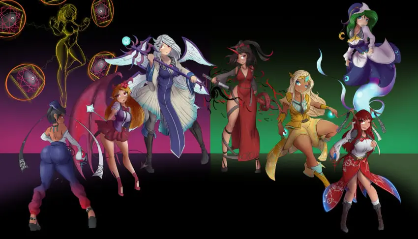 Image female,touhou,multiple_girls,ass,looking_back,wings,thick,genderswap,6+girls,greenm,elis_(touhou),kikuri_(touhou),konngara,konngara_(touhou),mima_(touhou),sariel_(touhou),singyoku,singyoku_(female),singyoku_(male),touhou_(pc-98),yuugenmagan