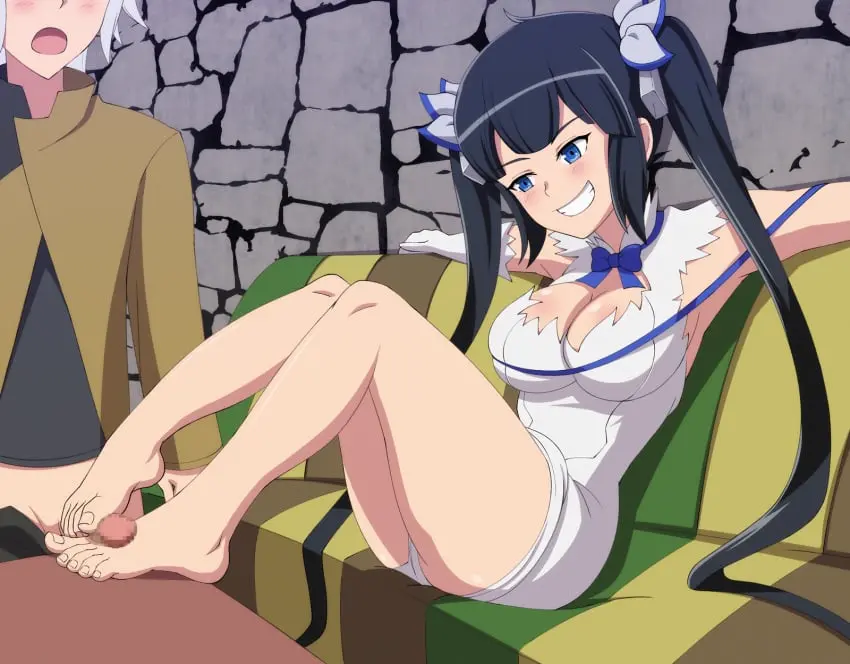 Image 1girls,big_breasts,blush,breasts,female,hi_res,highres,long_hair,1boy,black_hair,blue_eyes,gloves,male,penis,female_focus,white_skin,erection,feet,cleavage,grin,grinning,white_clothing,legs,foot_fetish,sitting,cleavage_cutout,cock,artist_request,censored,dungeon_ni_deai_wo_motomeru_no_wa_machigatteiru_darou_ka,hestia_(danmachi),twintails,feet_focus,erect_penis,high_resolution,legs_together,toes,foot_focus,bare_legs,long_gloves,twintails_(hairstyle),bell_cranel,blue_eyes_female,detatched_sleeves,knees