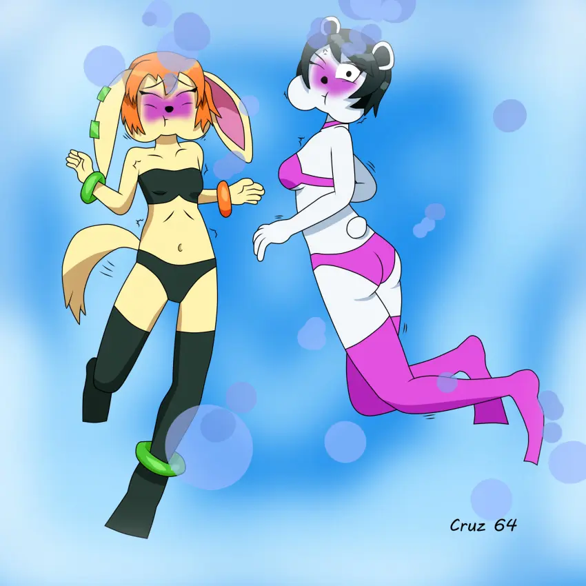 Image female,2girls,furry,ass,furry_female,tagme,swimsuit,underwater,cruz64,drowning,freedom_planet,galaxytrail,milla_basset,neera_li,puffy_cheeks