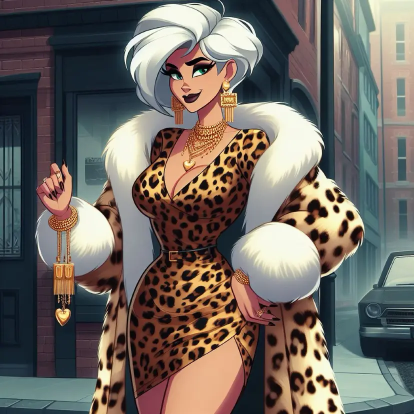 Image 1girls,breasts,female,looking_at_viewer,white_hair,earrings,ai_generated,cleavage,eyelashes,jewelry,green_eyes,necklace,eyeshadow,eye_contact,fur_coat,leopard_print,cougar,cougar_milf,artificial-sissy,dani_phantom,danny_phantom,leopard_print_coat,leopard_print_dress